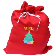 Personalised LARGE Christmas Sack Fully Lined with Christmas Tree Design